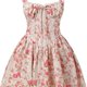 Pink Rose Floral Corset Mini Dress