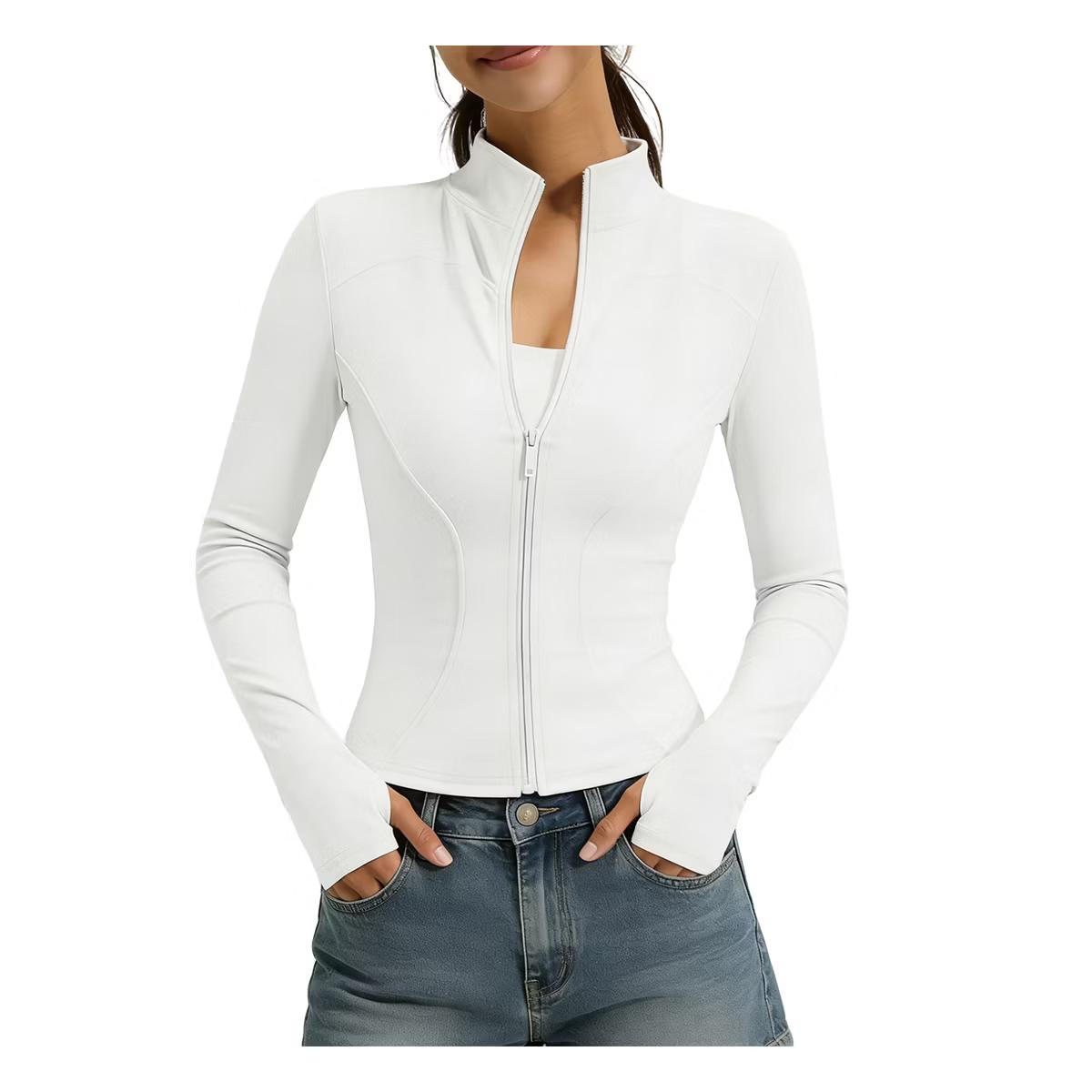 White Fitted Zip Top
