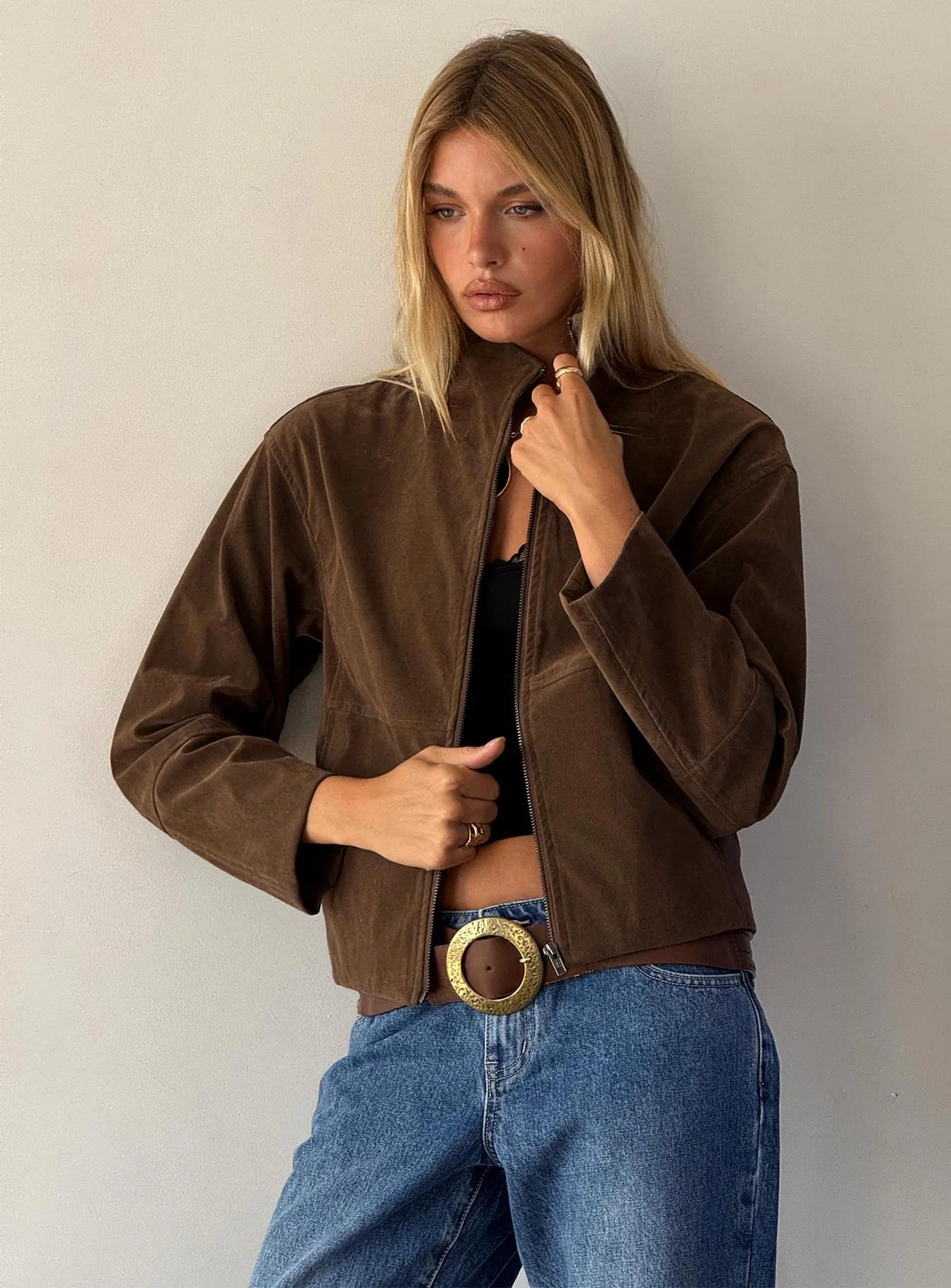 Brown Suede Zip Jacket