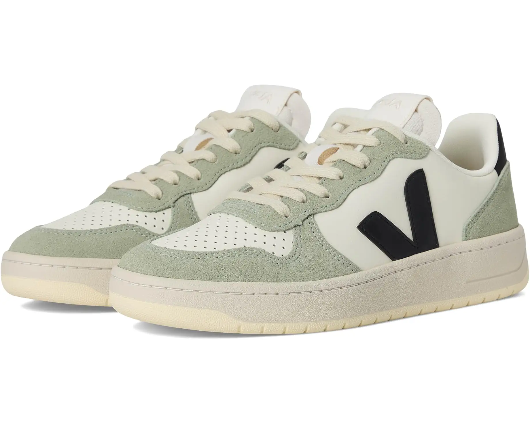 Sage and Cream Low-Top Sneakers