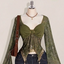 Olive Lace Flare Sleeve Corset Top