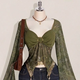 Olive Lace Flare Sleeve Corset Top