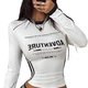 White Graphic Long-Sleeve Top