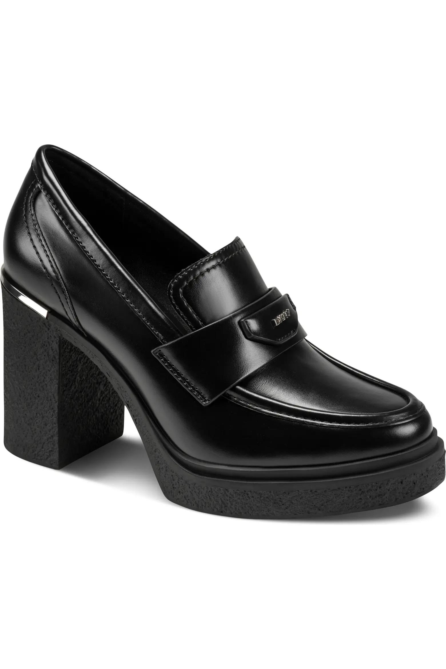Black Block-Heel Loafers