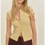 Pale Yellow Short-Sleeve Knit Top