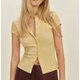 Pale Yellow Short-Sleeve Knit Top