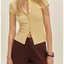 Pale Yellow Button-Up Crop Top