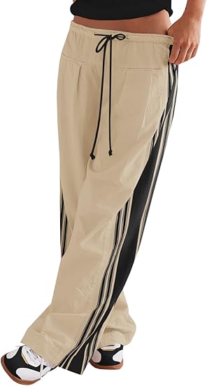 Beige Side-Stripe Travel Pants