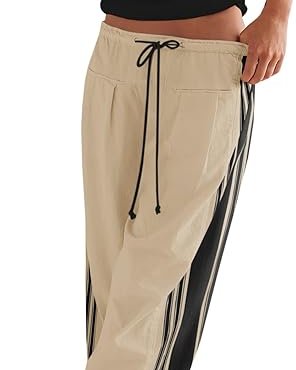Beige Side-Stripe Travel Pants