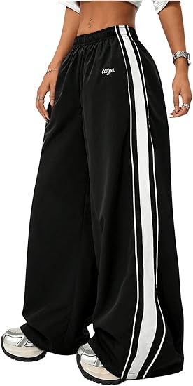 Black Wide-Leg Track Pants