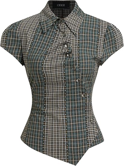 Olive Houndstooth Fitted Top
