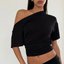 Black Off-Shoulder Ruched Top
