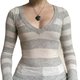 Grey Striped Knit Top