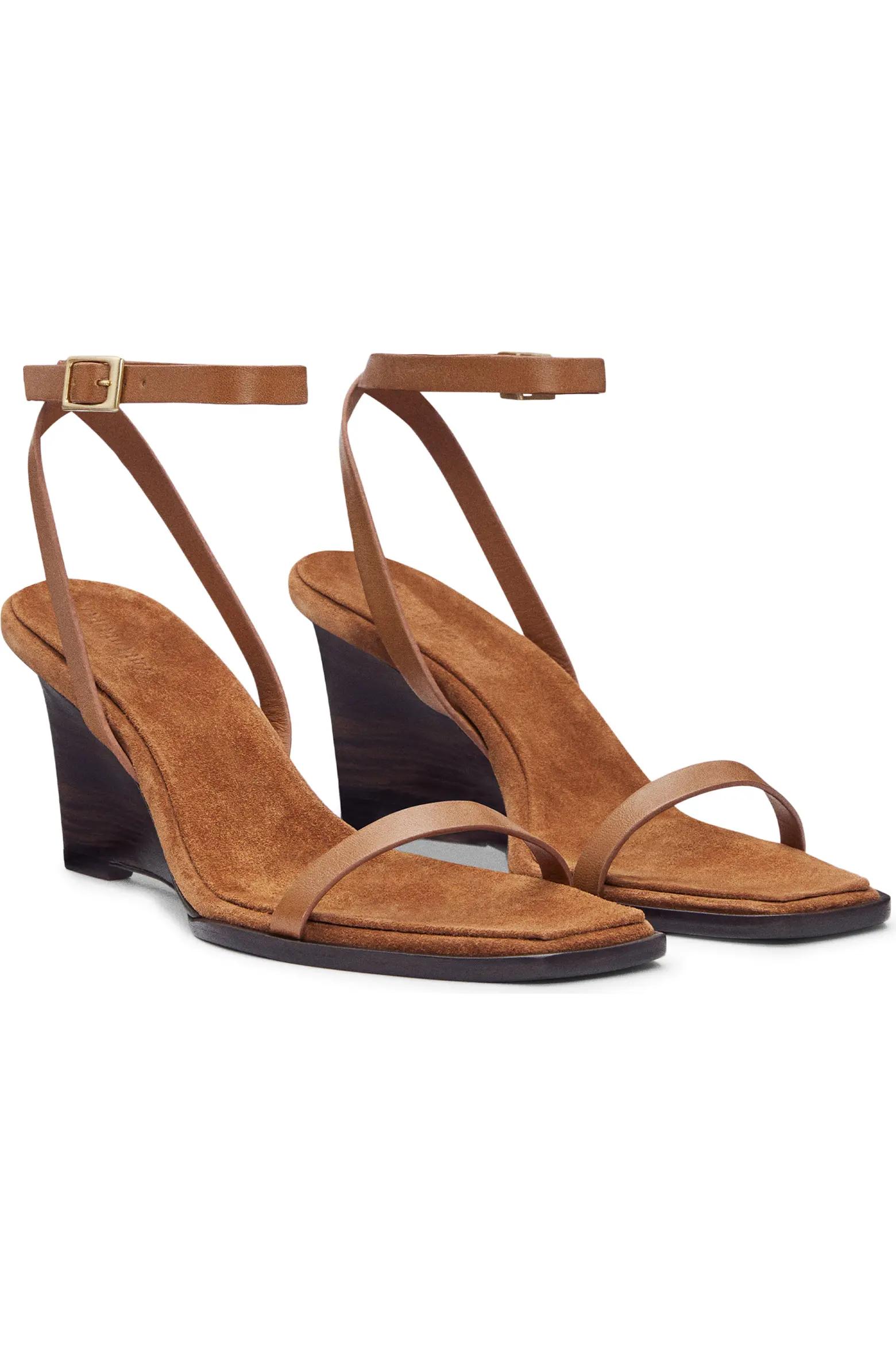 Brown Strappy Wedge Sandals