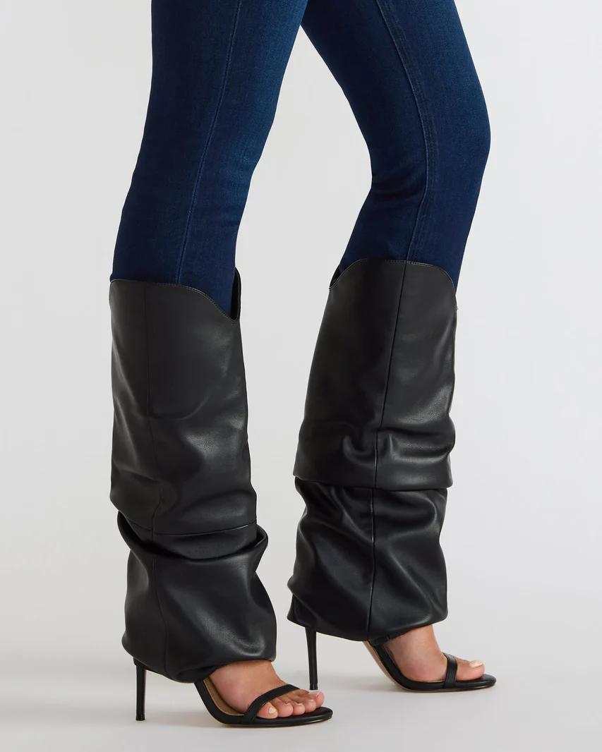 Black Fold-Over Leather Heels