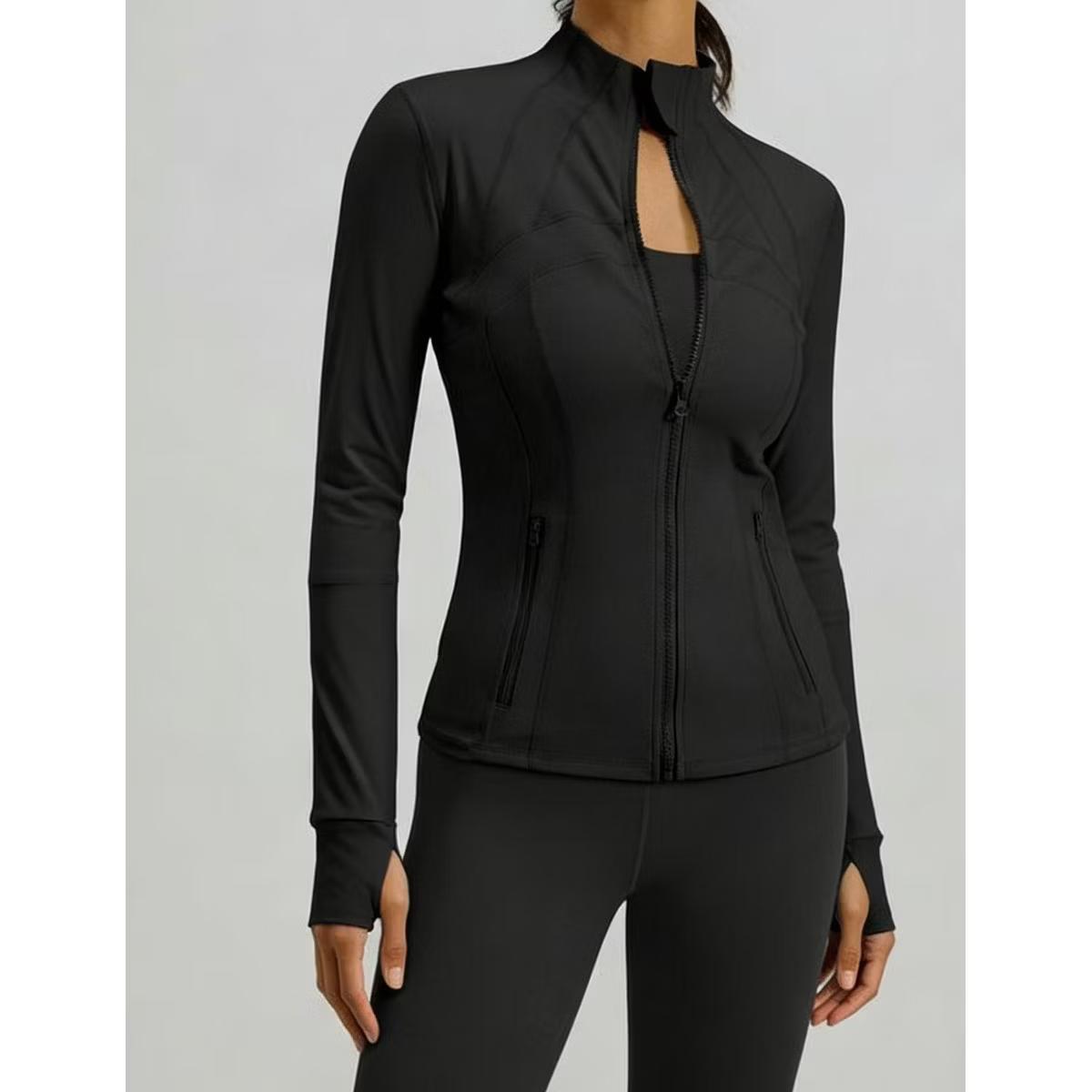Black Fitted Zip Top