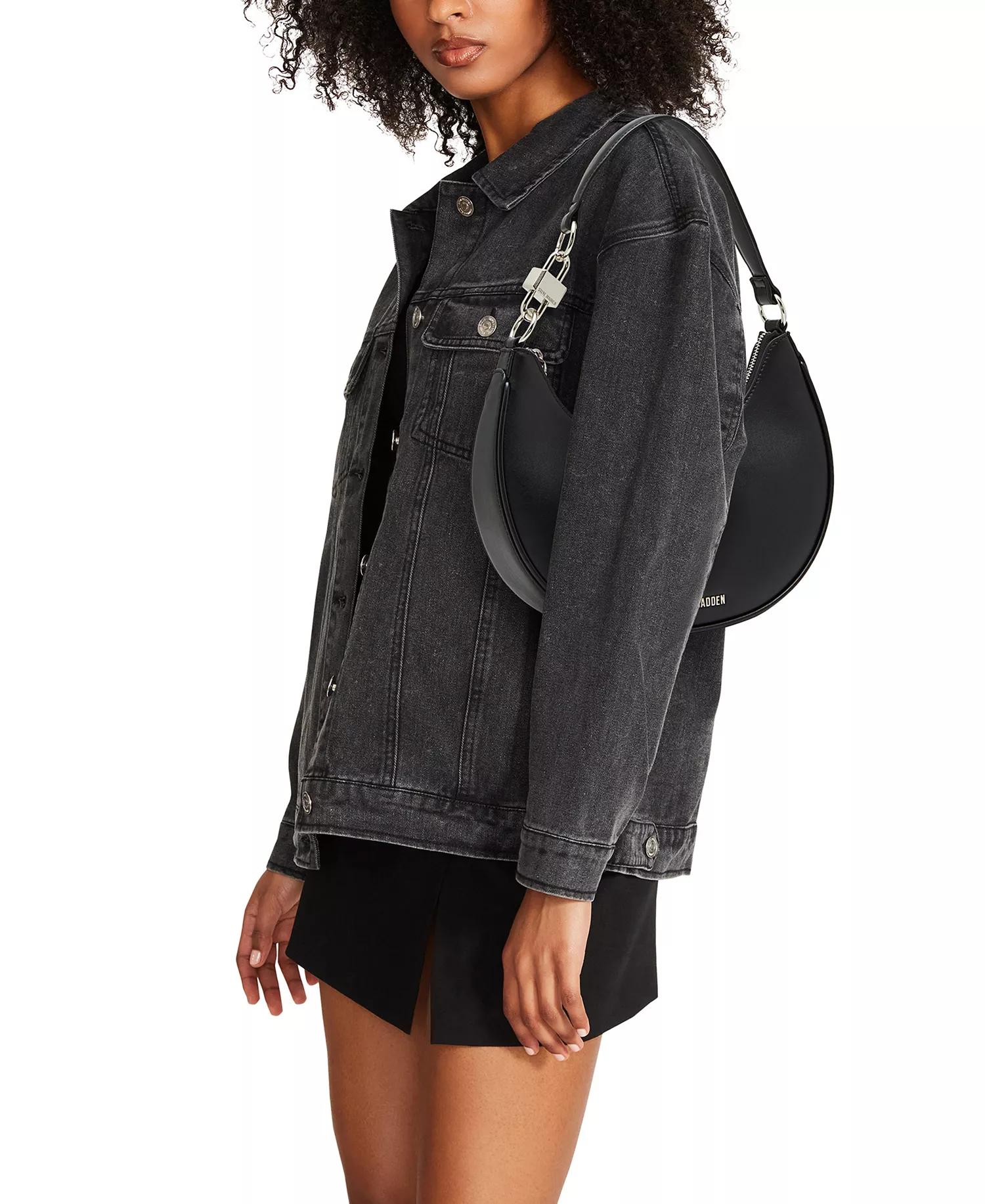 Black Knotted Leather Shoulder Bag