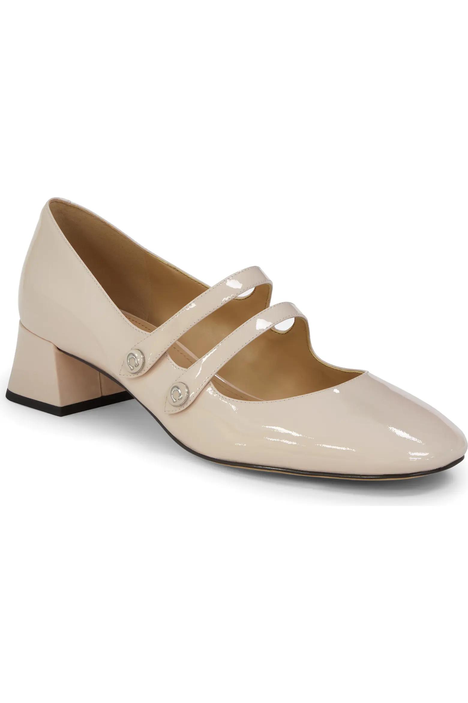 Beige Patent Mary Jane Flats