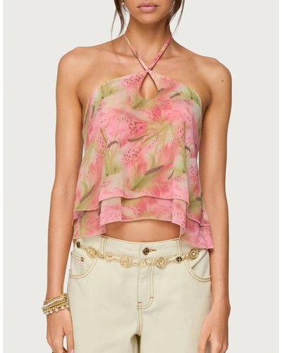 Rosa Blumen-Neckholder-Top