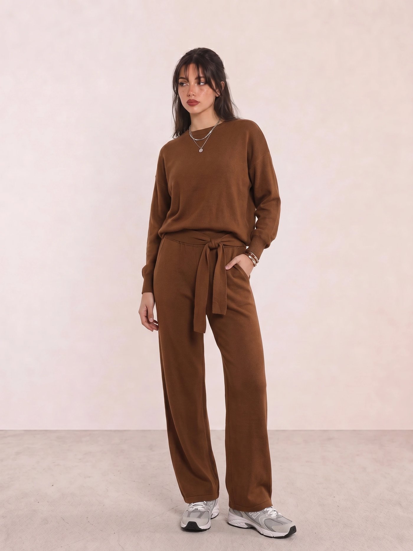 Brown Knit Sweater & Matching Trousers
