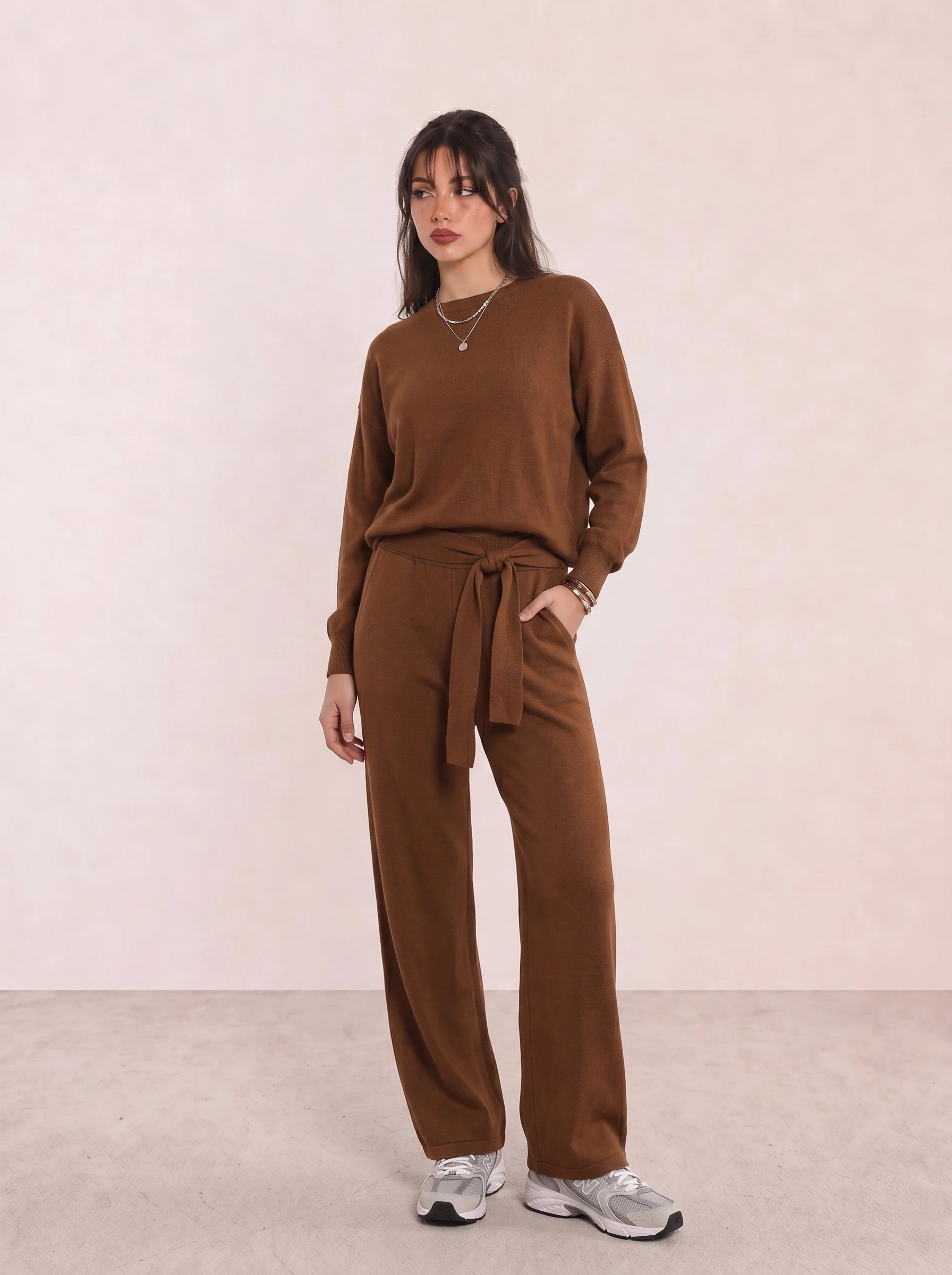 Brown Knit Sweater & Matching Trousers