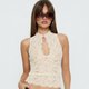 Cream Lace Keyhole Halter Top