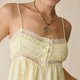 Pale Yellow Lace-Trim Babydoll Top