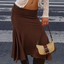 Brown Ruched Midi Skirt