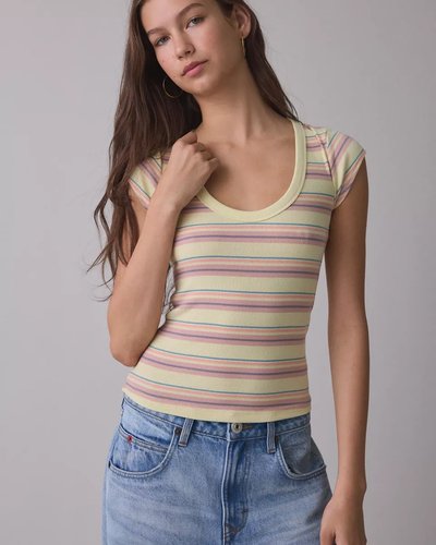 Pastel Stripe Scoop Crop Top