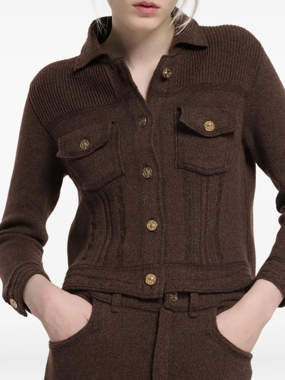 Brown Ribbed Knit Jacket