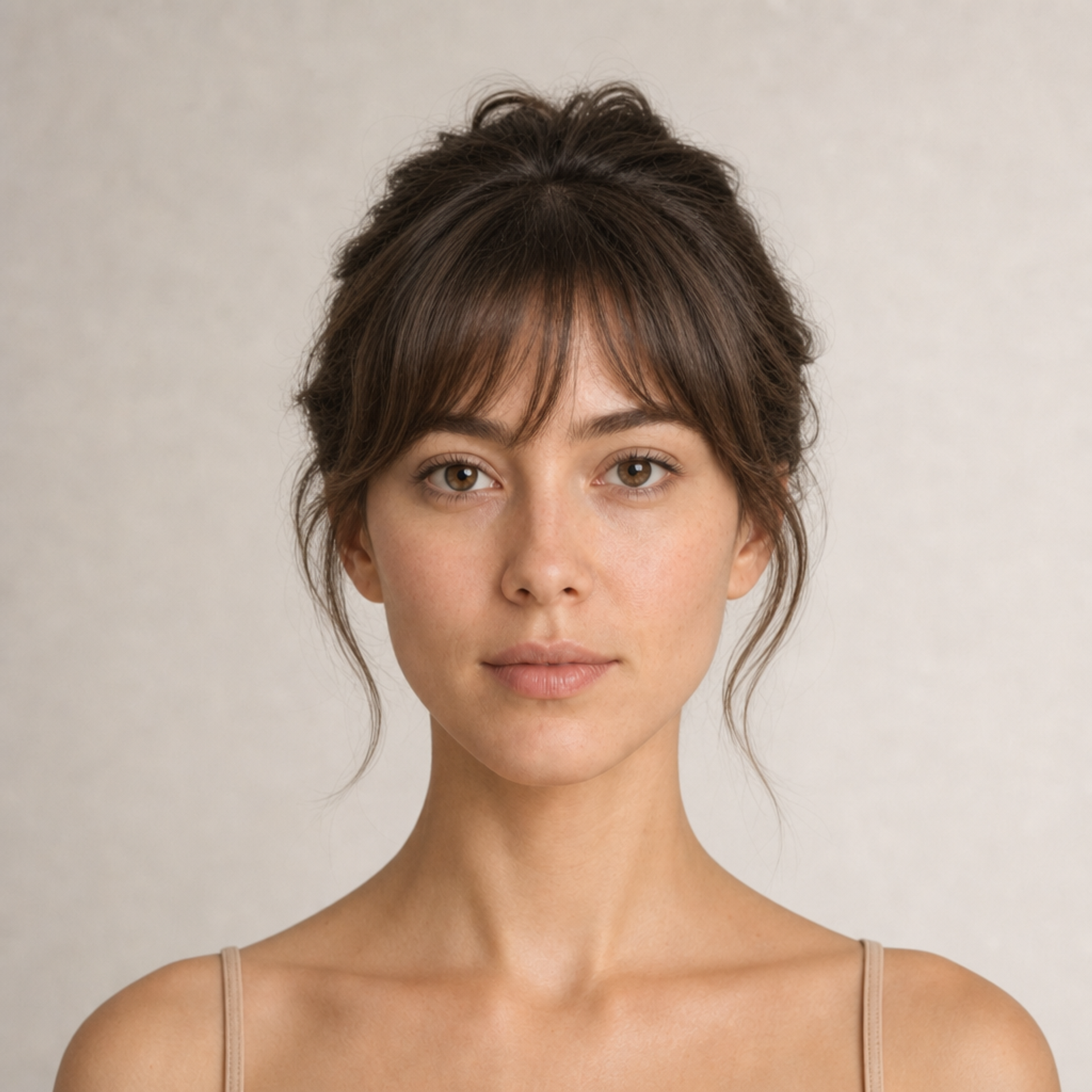 Blunt Bangs with Top Knot
