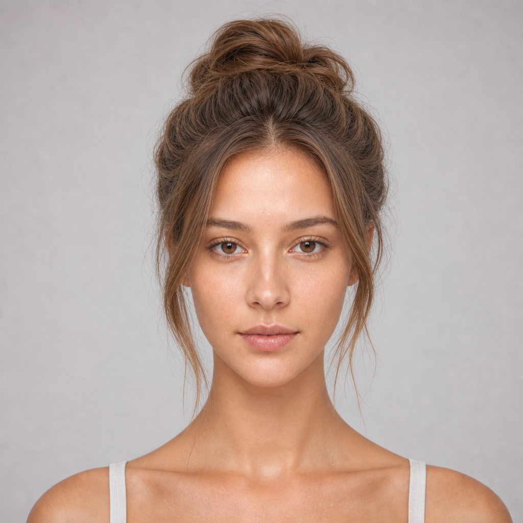 Textured Top Knot — hairstyle for triangle face