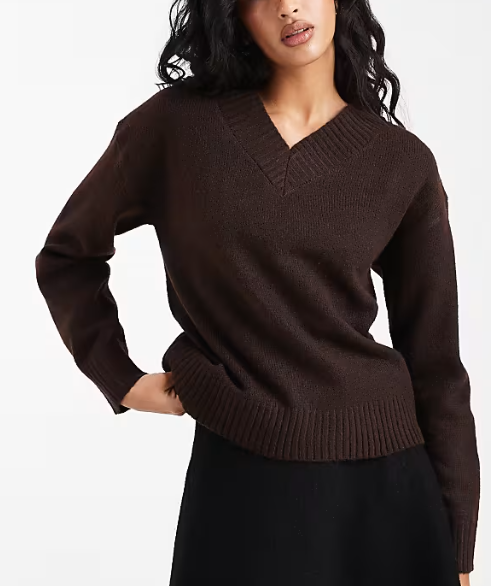 Dark Brown V-Neck Sweater