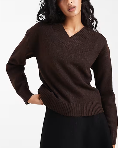 Dark Brown V-Neck Sweater
