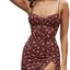 Burgundy Floral Slit Midi Dress