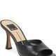 Black Leather Heeled Mules