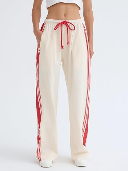 Cream Side-Stripe Track Pants