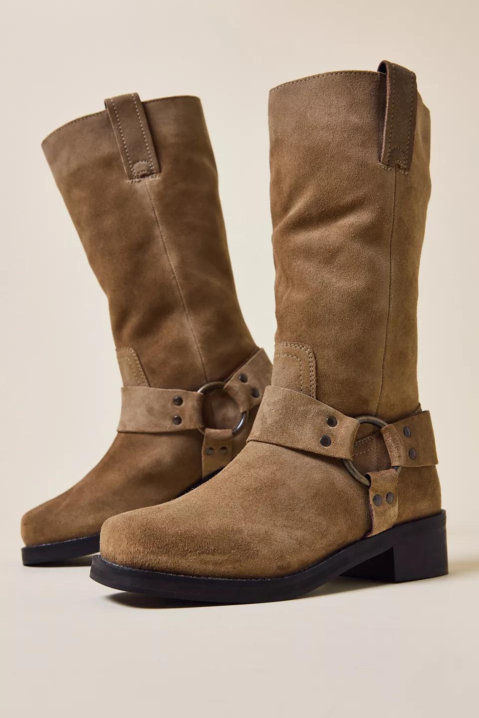 Brown Suede Harness Boots