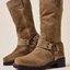 Brown Suede Harness Boots