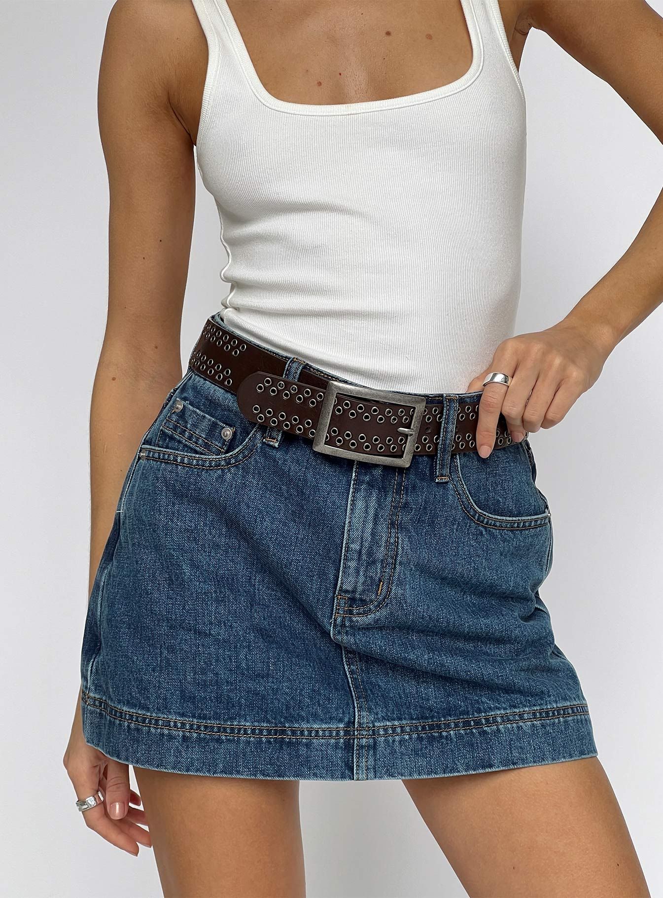 Blue Denim Mini Skirt