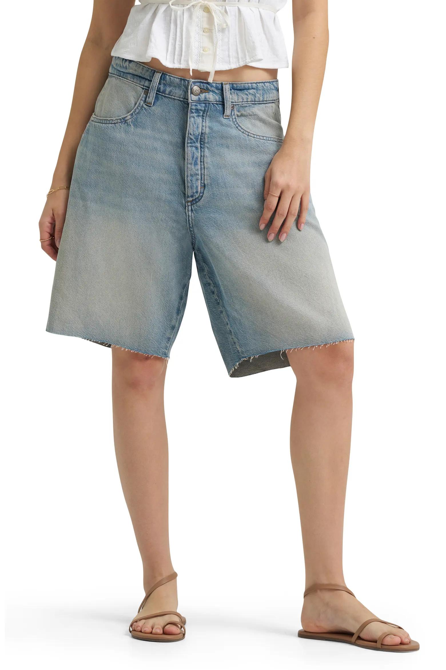 Light-Wash Denim Bermuda Shorts