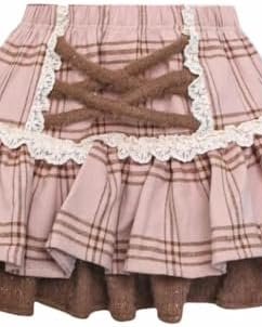 Pink Plaid Pleated Mini Skirt