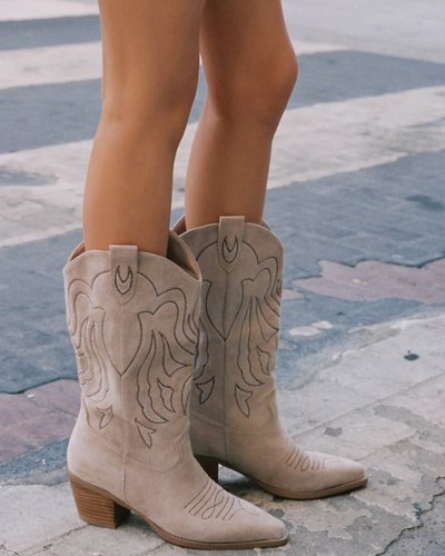 Taupe Suede Cowboy Boots