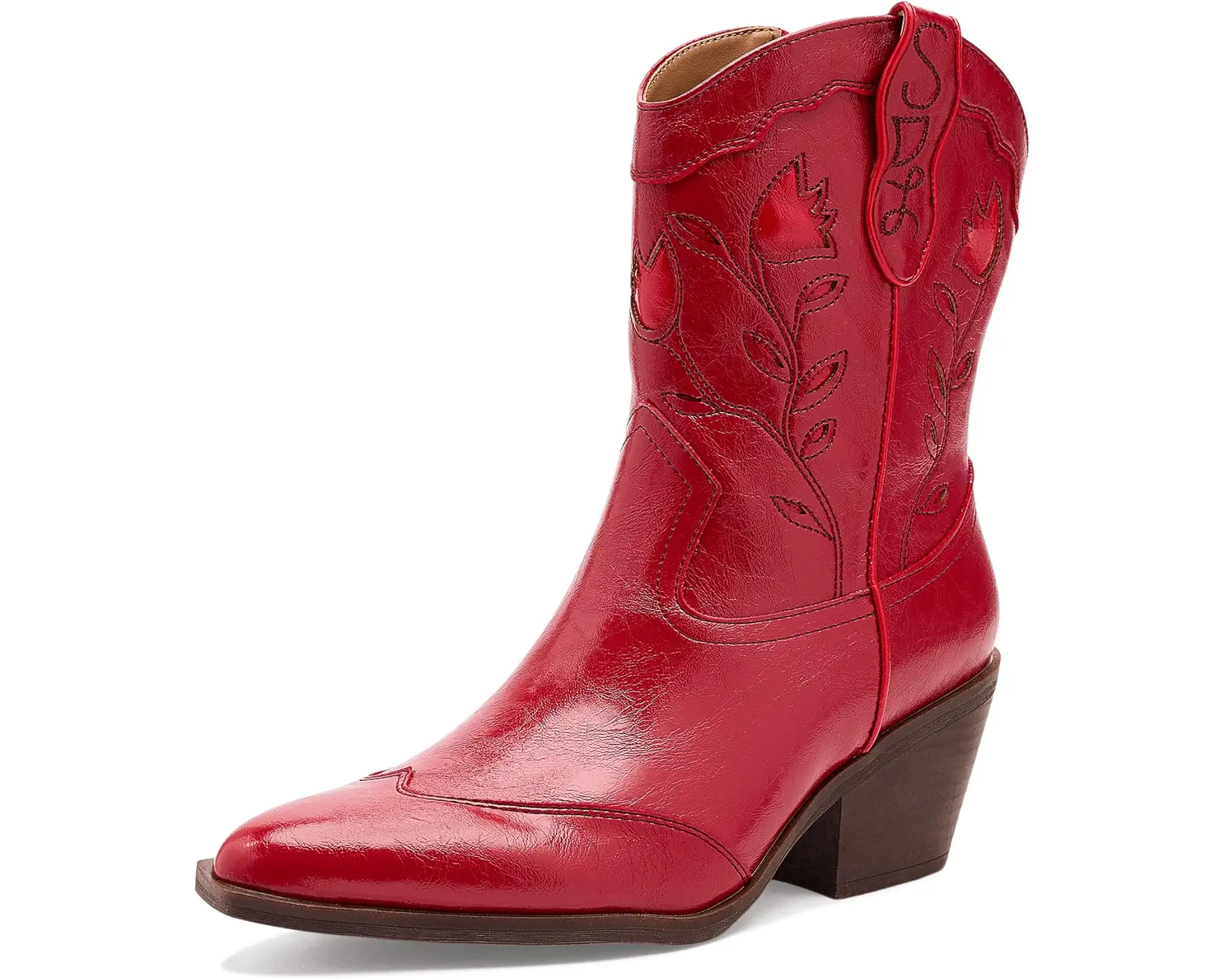 Red Embroidered Western Boots