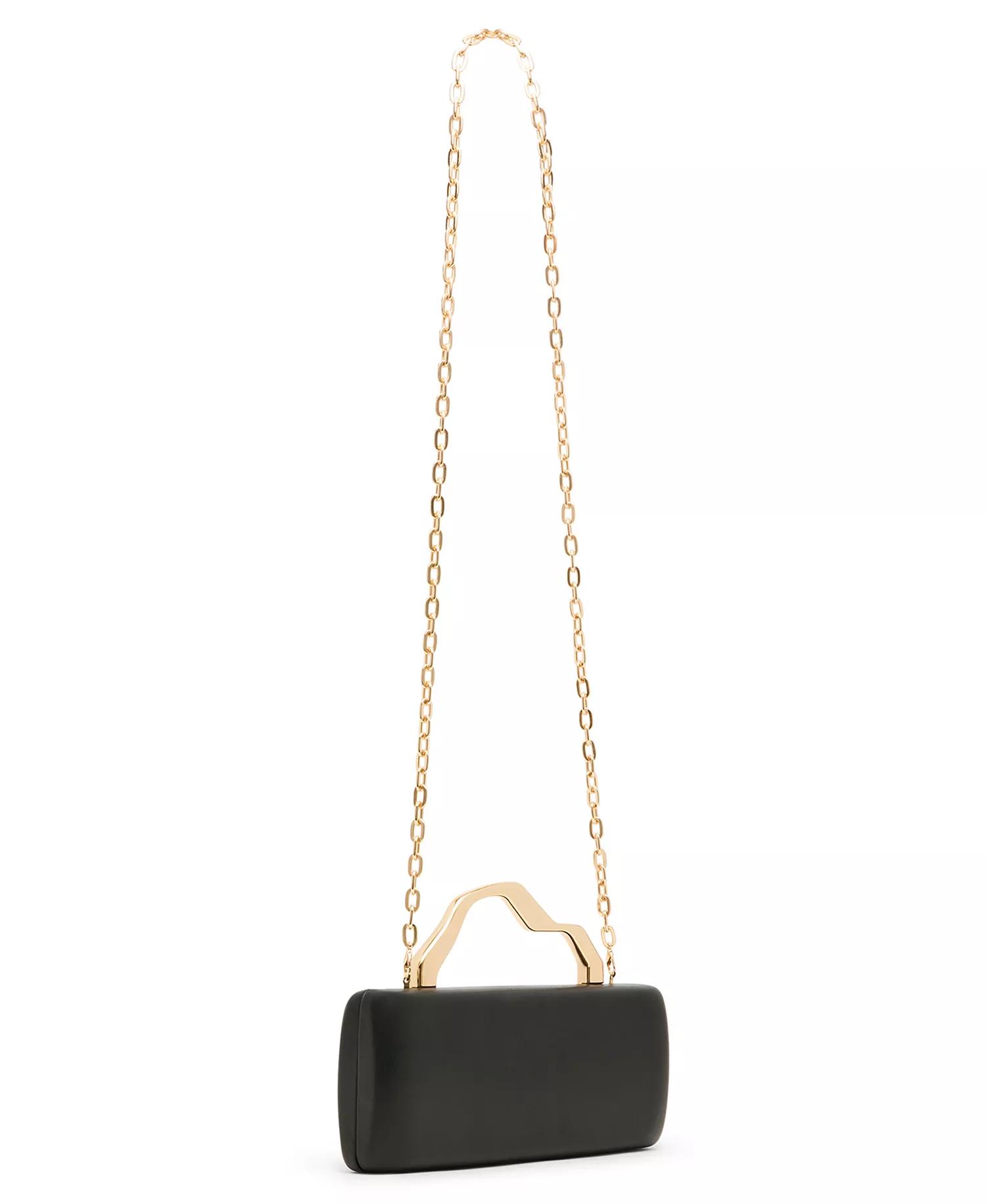 Black Box Clutch with Gold Chain