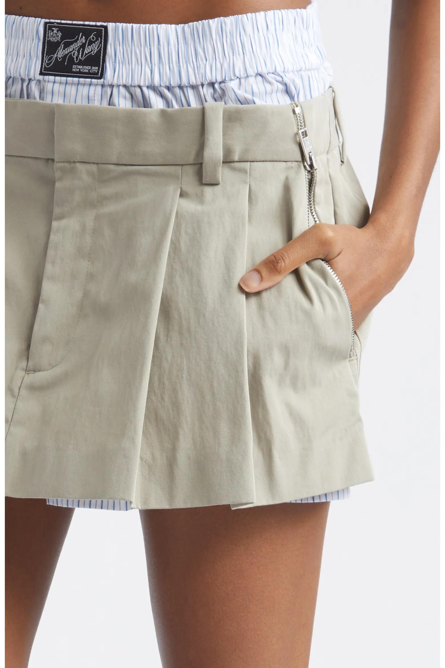 Beige Pleated Shorts