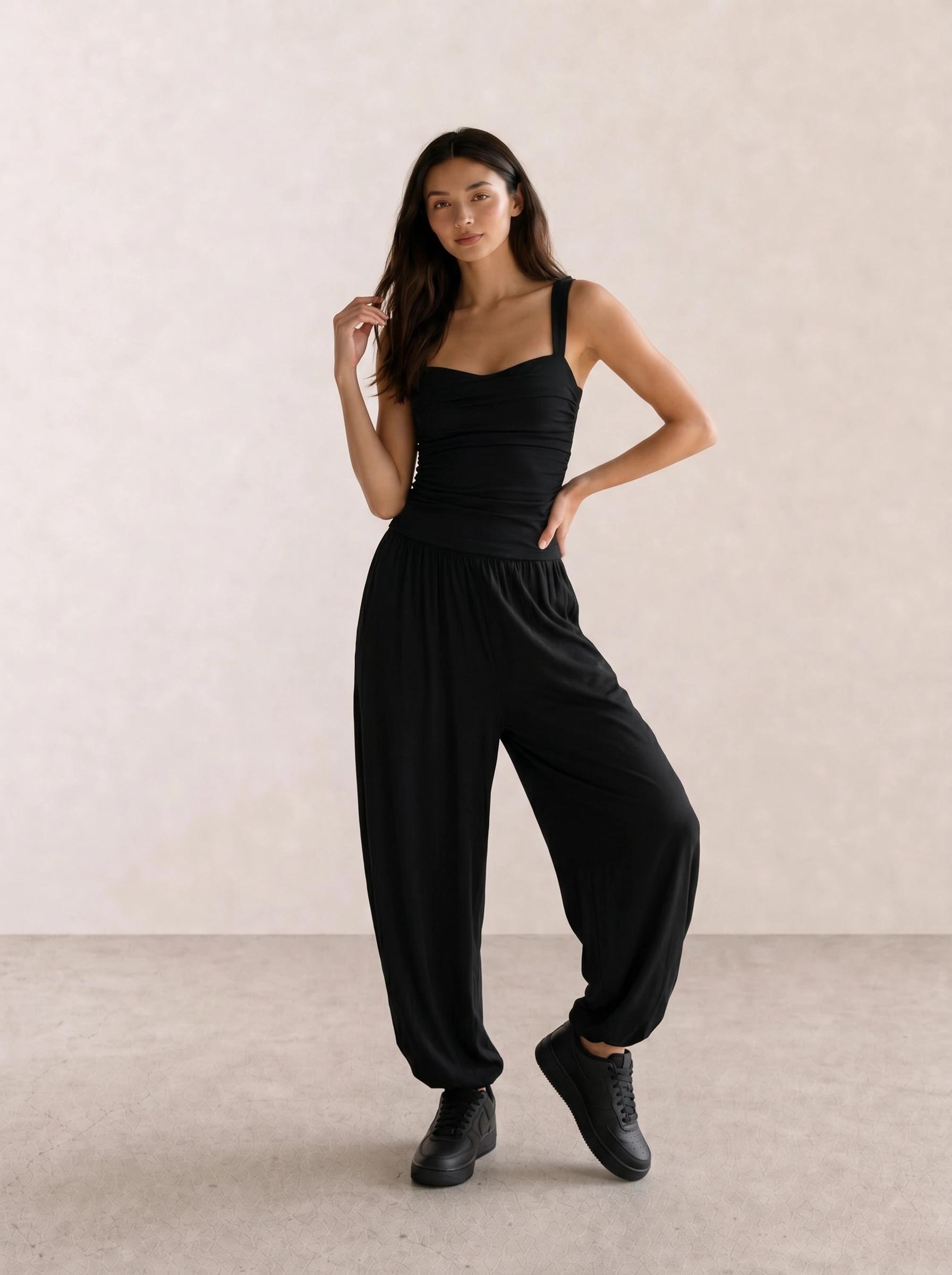 Ruched Corset Top & Parachute Pants