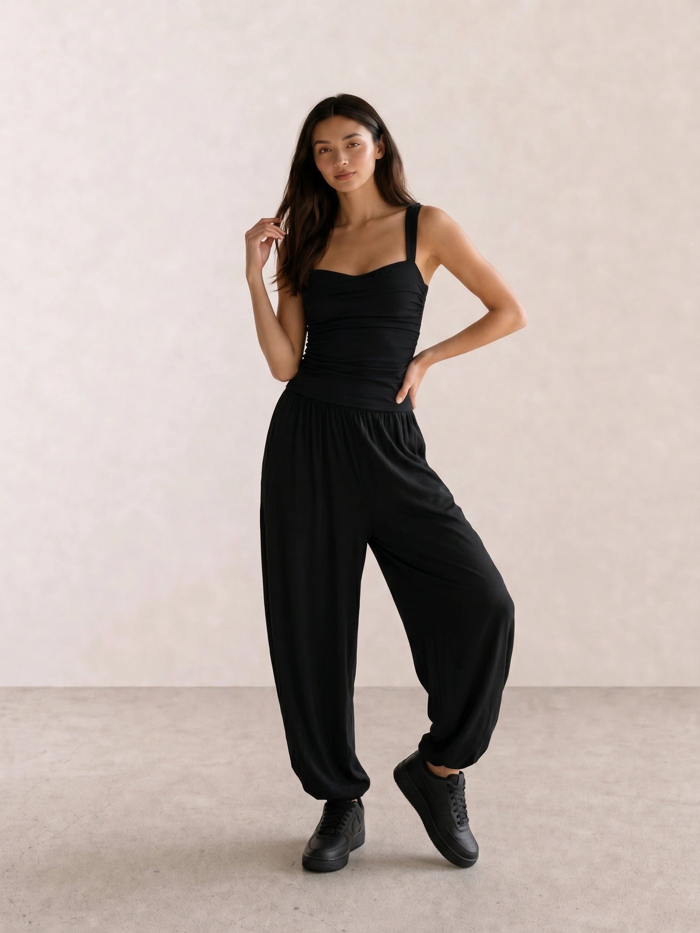 Ruched Corset Top & Parachute Pants