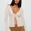 White Lace Bell-Sleeve Crop Blouse