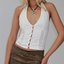 White Lace-Trim Halter Top